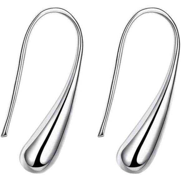 Classic Silver Thread Drop Earrings Teardrop Back Earrings, Metal - Picture 8 of 8